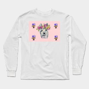 Llama with Viola Flowers Long Sleeve T-Shirt